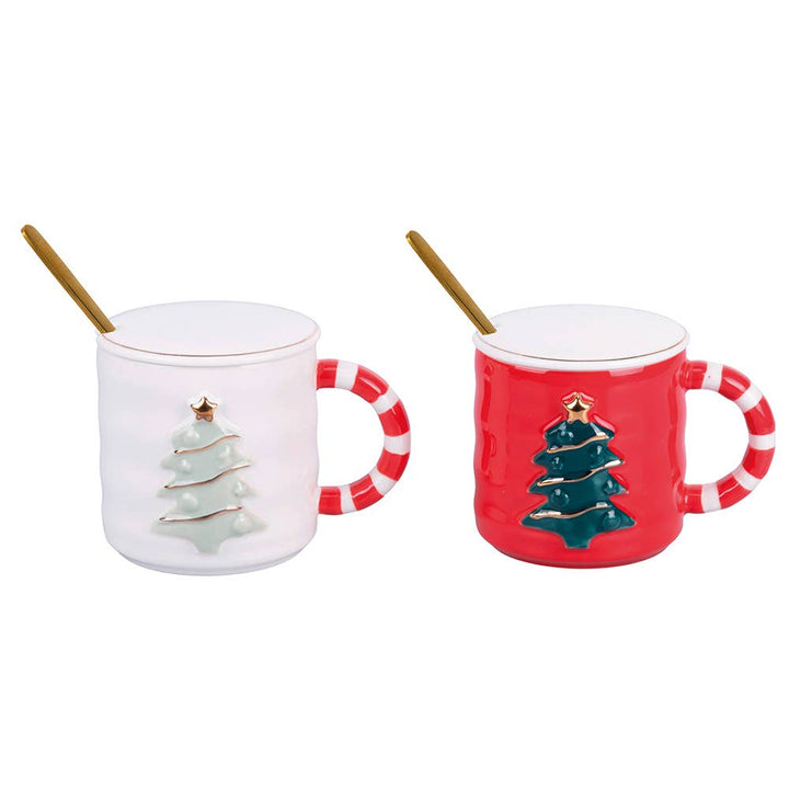 XMAS TASSE 2ASS /ARBRE DE NOËL + CUILLÈRE 300 ML - Beautiful Moment the shop