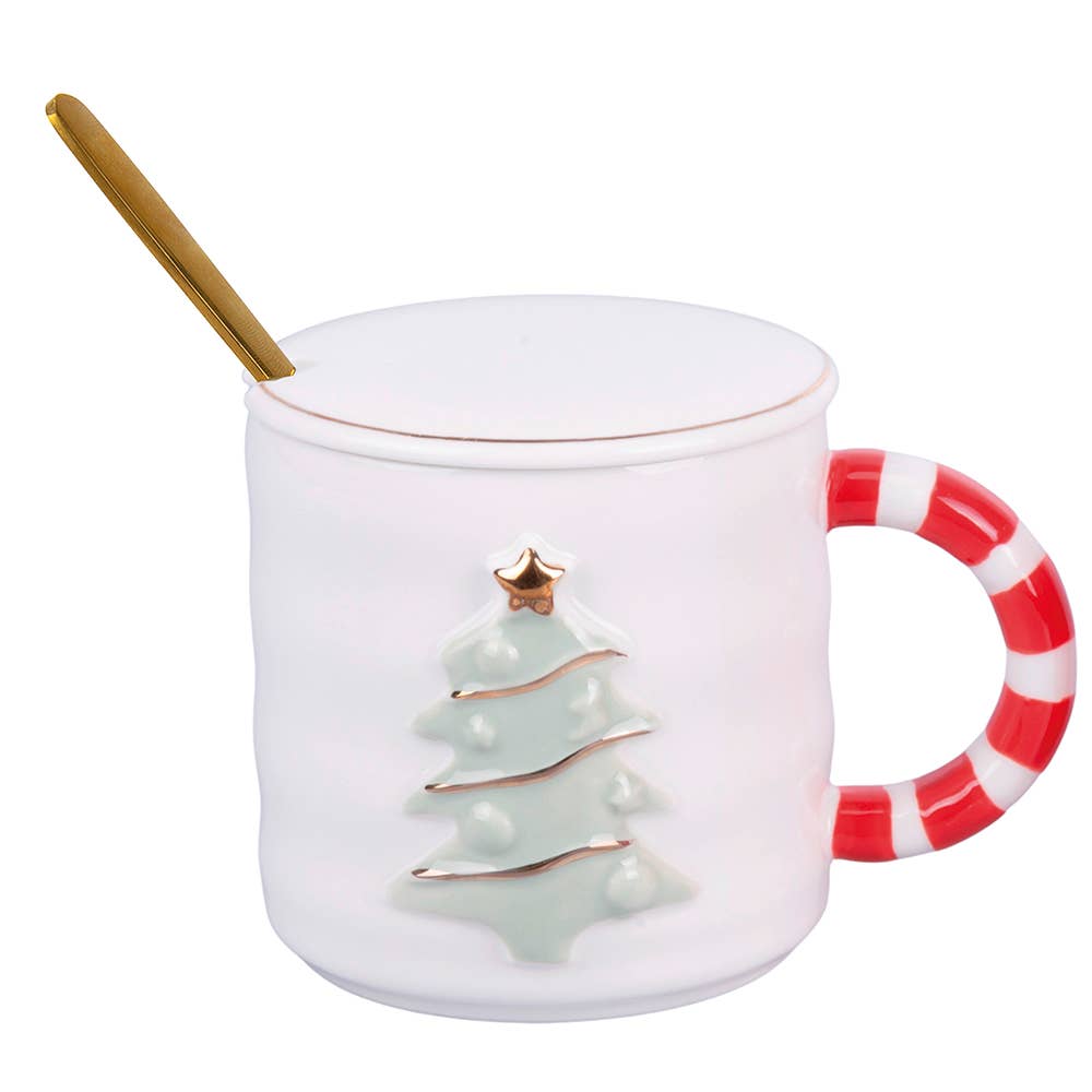 XMAS TASSE 2ASS /ARBRE DE NOËL + CUILLÈRE 300 ML - Beautiful Moment the shop