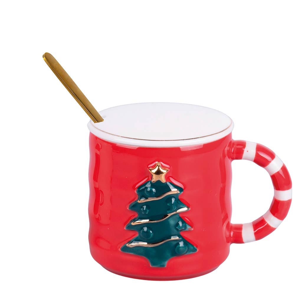 XMAS TASSE 2ASS /ARBRE DE NOËL + CUILLÈRE 300 ML - Beautiful Moment the shop