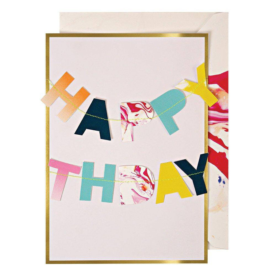 Carte guirlande Joyeux anniversaire marbré - Beautiful Moment the shop