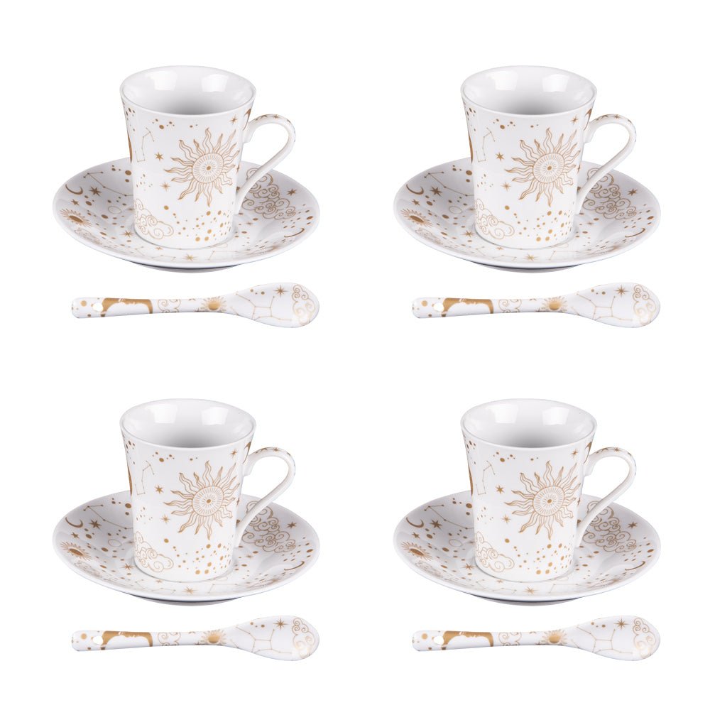 Coffret de 4 tasses Céleste + sous tasses assorties 16 cl - Beautiful Moment the shop