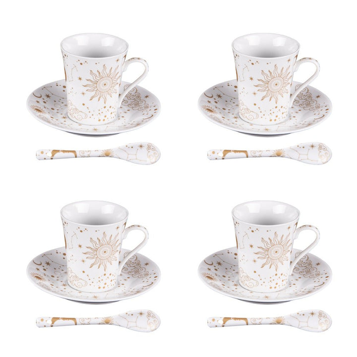 Coffret de 4 tasses Céleste + sous tasses assorties 16 cl - Beautiful Moment the shop