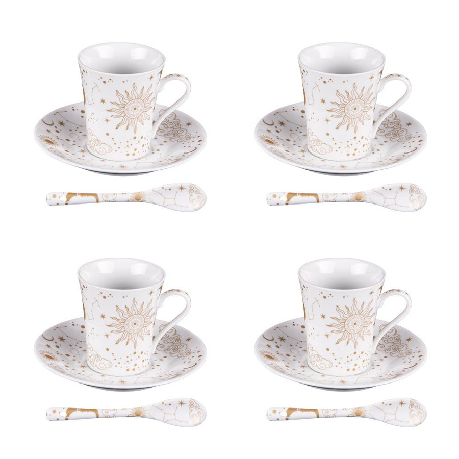 Coffret de 4 tasses Céleste + sous tasses assorties 16 cl - Beautiful Moment the shop