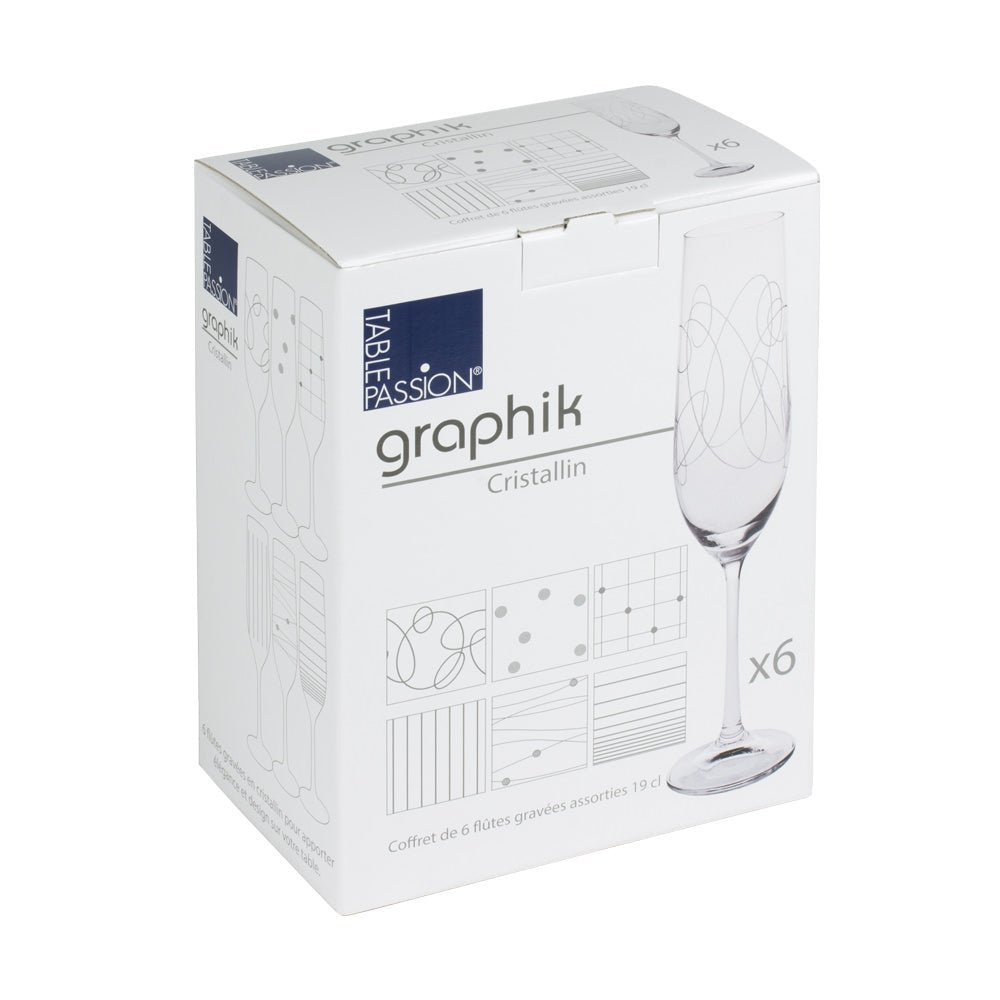 Coffret de 6 flûtes à champagne graphik 19 cl - Beautiful Moment the shop