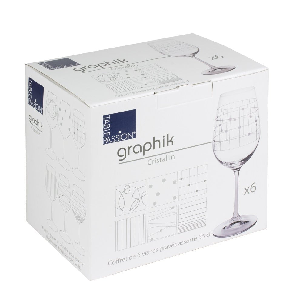 Coffret de 6 verres à pied graphik 35 cl - Beautiful Moment the shop