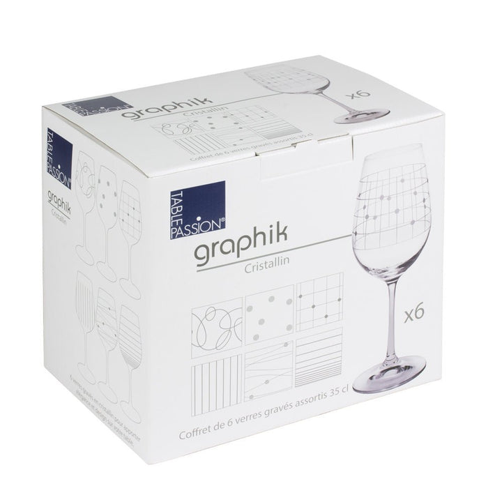 Coffret de 6 verres à pied graphik 35 cl - Beautiful Moment the shop