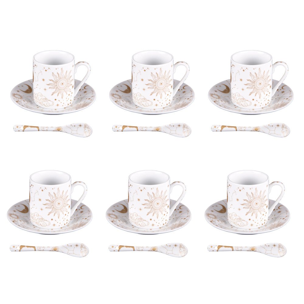 Coffret 6 tasses de café turc, Blanc et nois