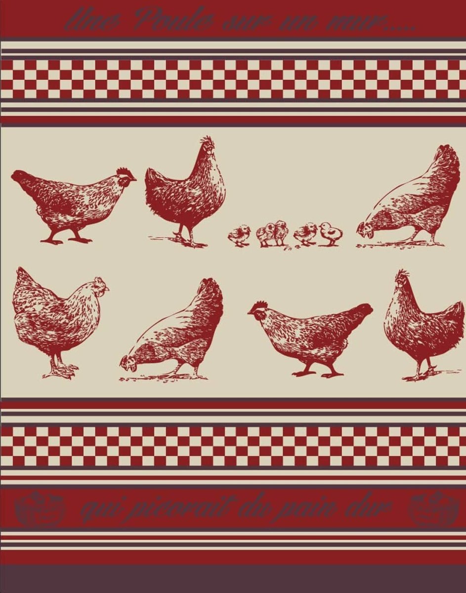 TORCHON POULES 50X70 ROUGE - Beautiful Moment the shop