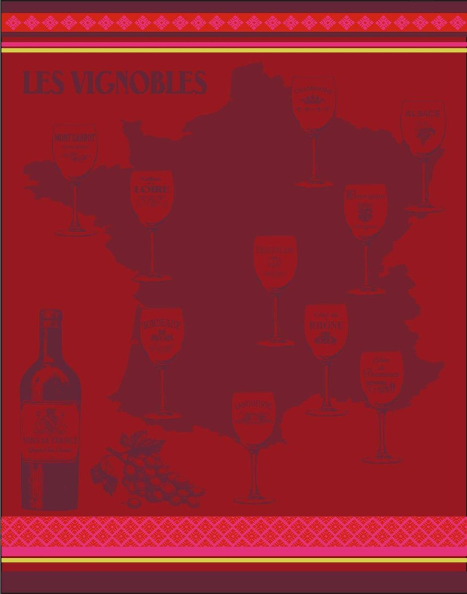 TORCHON VIGNOBLES 50X70 BLANC GRIS / ROUGE - Beautiful Moment the shop