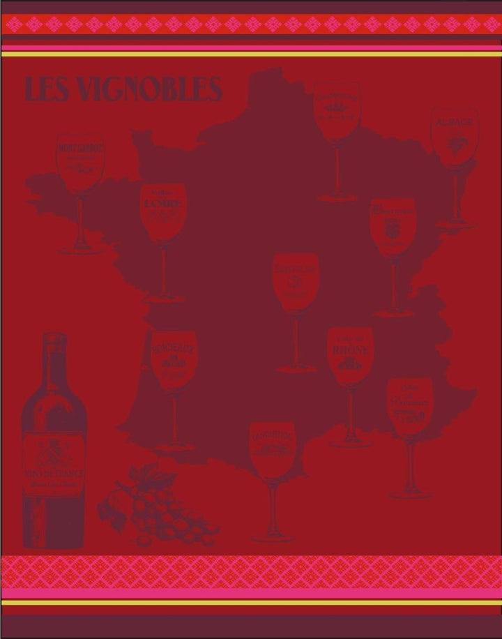 TORCHON VIGNOBLES 50X70 BLANC GRIS / ROUGE - Beautiful Moment the shop